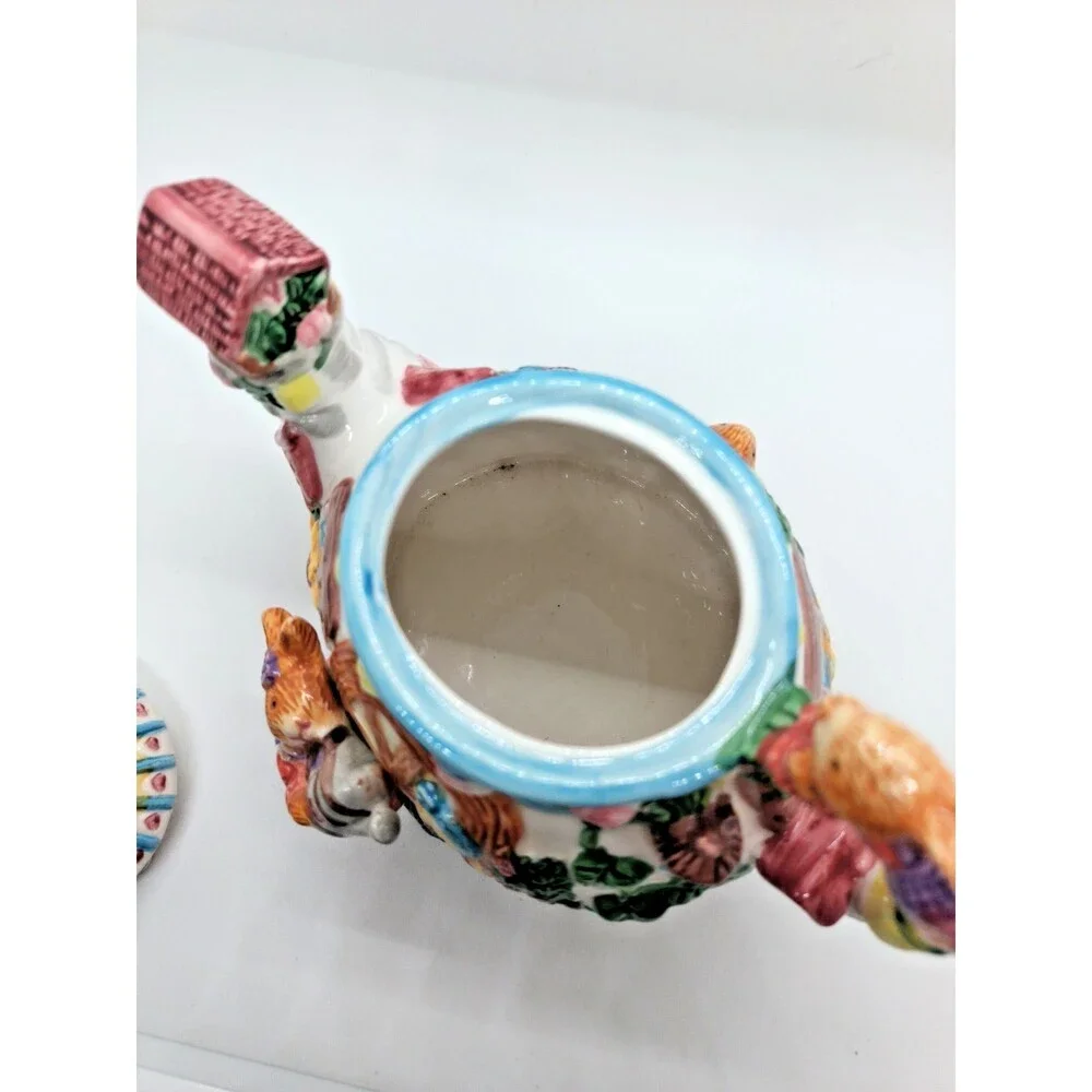 Vintage Bunny Rabbit Garden Teapot – Spring Easter – Merc Asia 1999 – Rare